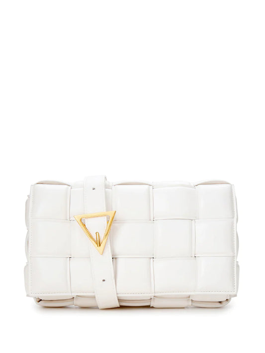 Bottega Veneta White Padded Cassette Leather Cross Body Bag