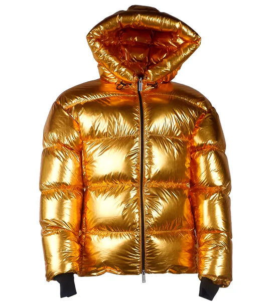 Centogrammi Yellow Nylon Jackets & Coat: A Pinnacle of Elegance and Warmth