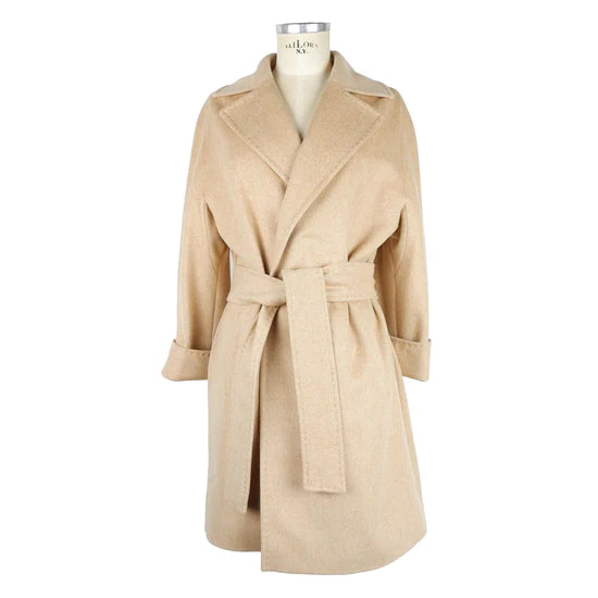 Stay Stylish and Warm with the Made in Italy Beige Virgin Wool Coat from Luxury Dynamic