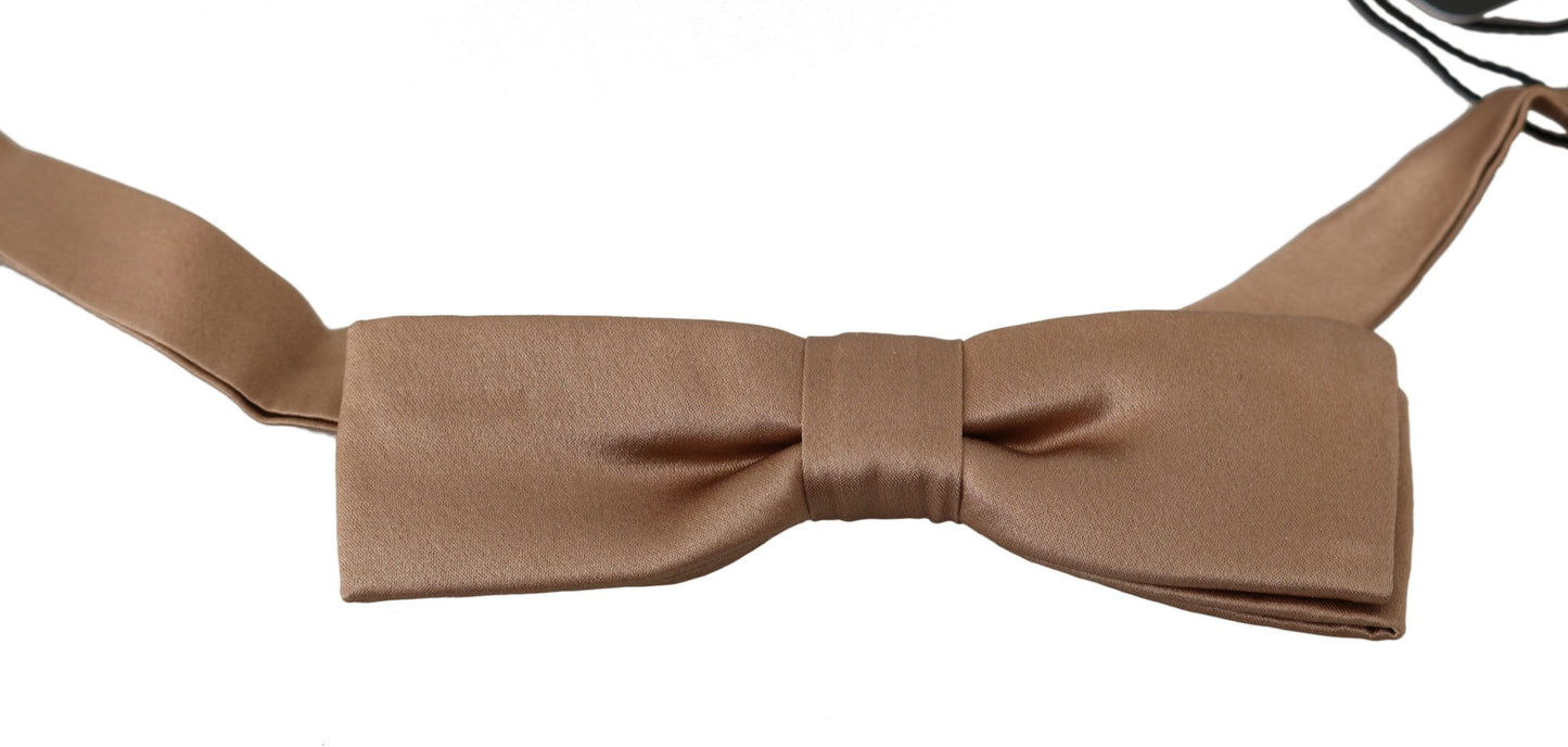 Dolce & Gabbana Elegant Beige Silk Bow Tie