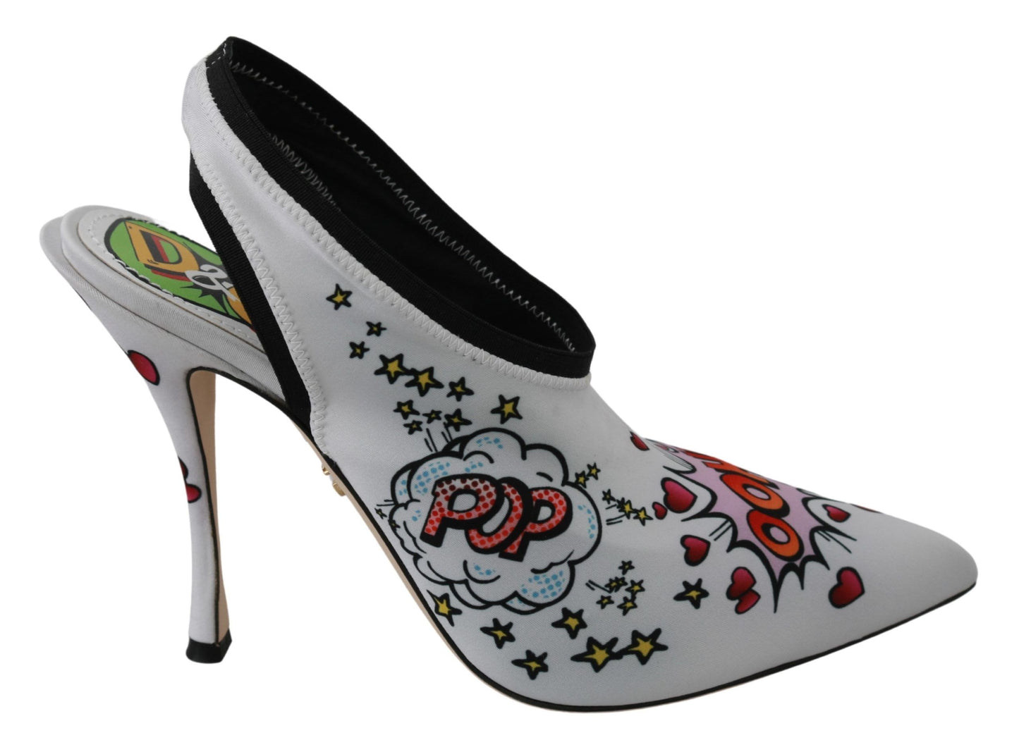 Dolce & Gabbana Chic White Multicolor Slingbacks Pumps