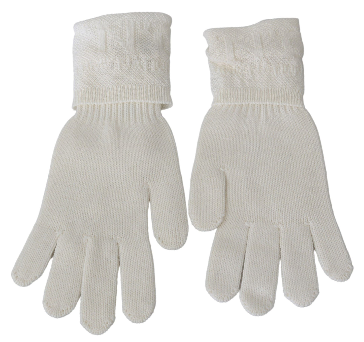 Costume National Elegant White Knitted Gloves