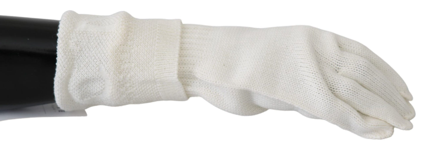 Costume National Elegant White Knitted Gloves