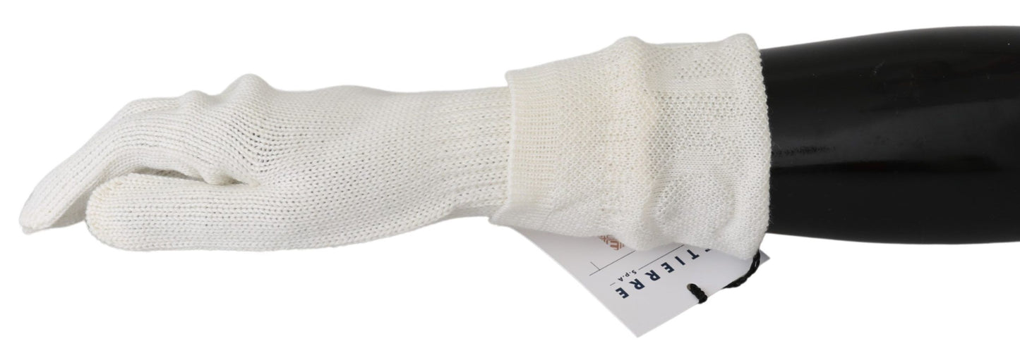 Costume National Elegant White Knitted Gloves