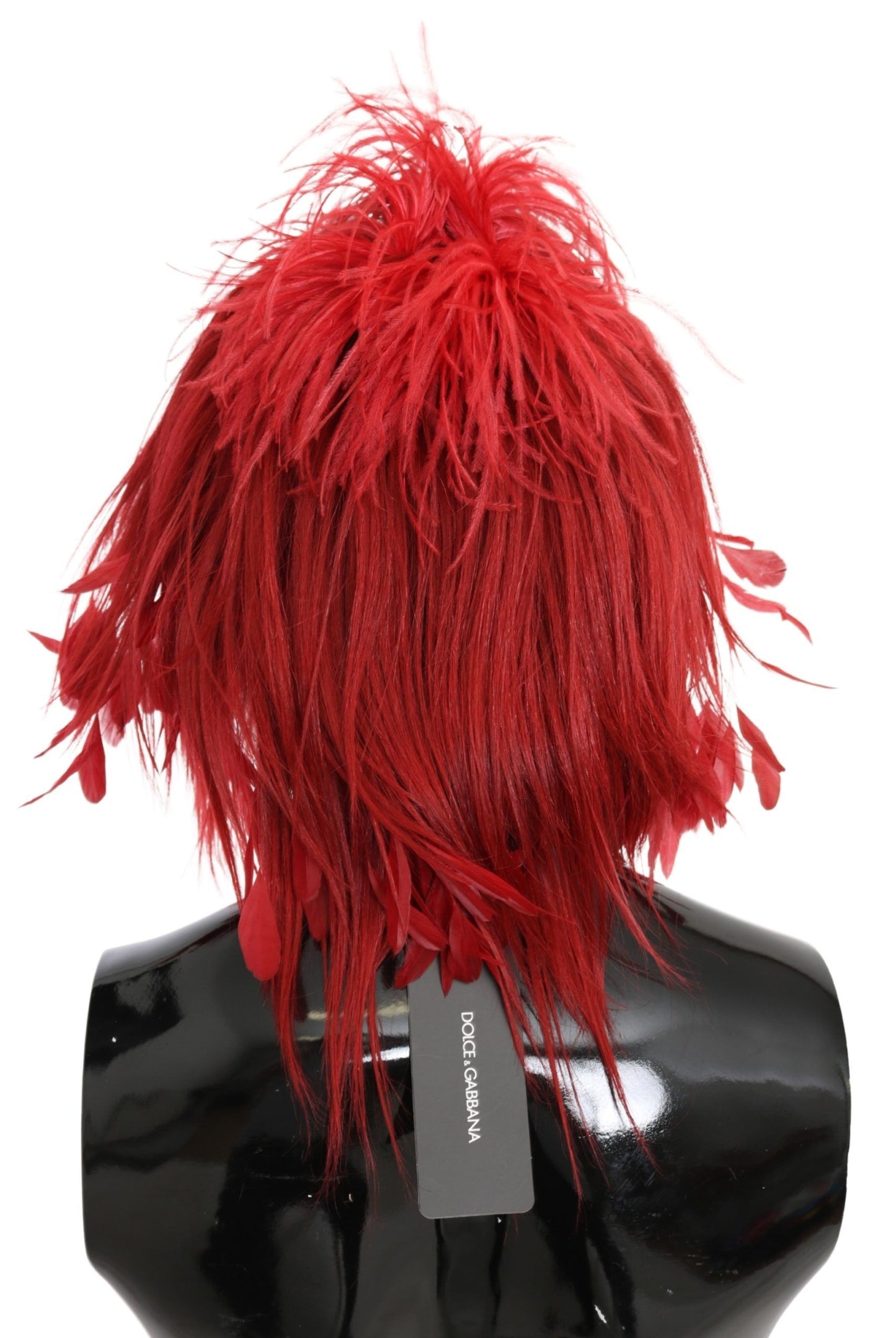 Dolce & Gabbana Elegant Red Feather & Fur Fashion Hat