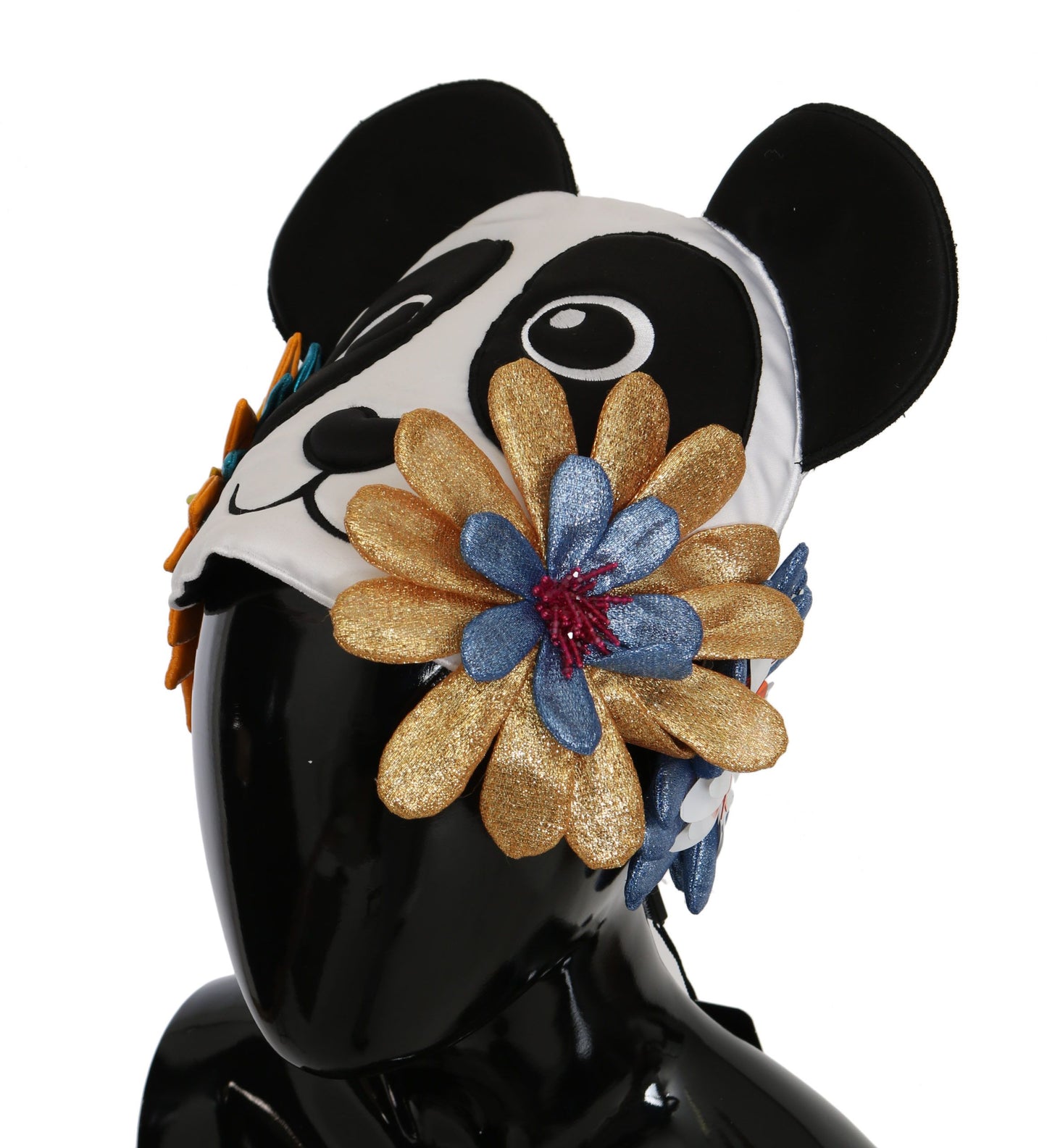 Dolce & Gabbana Chic Multicolor Panda Beanie with Floral Accents