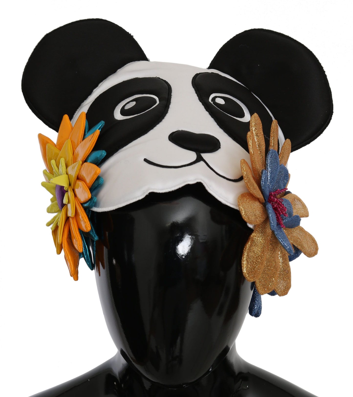 Dolce & Gabbana Chic Multicolor Panda Beanie with Floral Accents