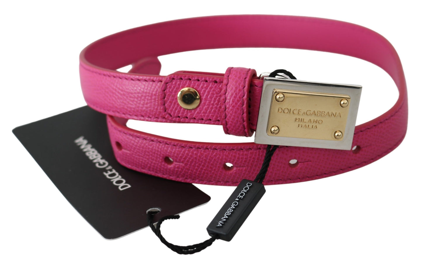 Dolce & Gabbana Elegant Pink Leather Belt with Gold Buckle