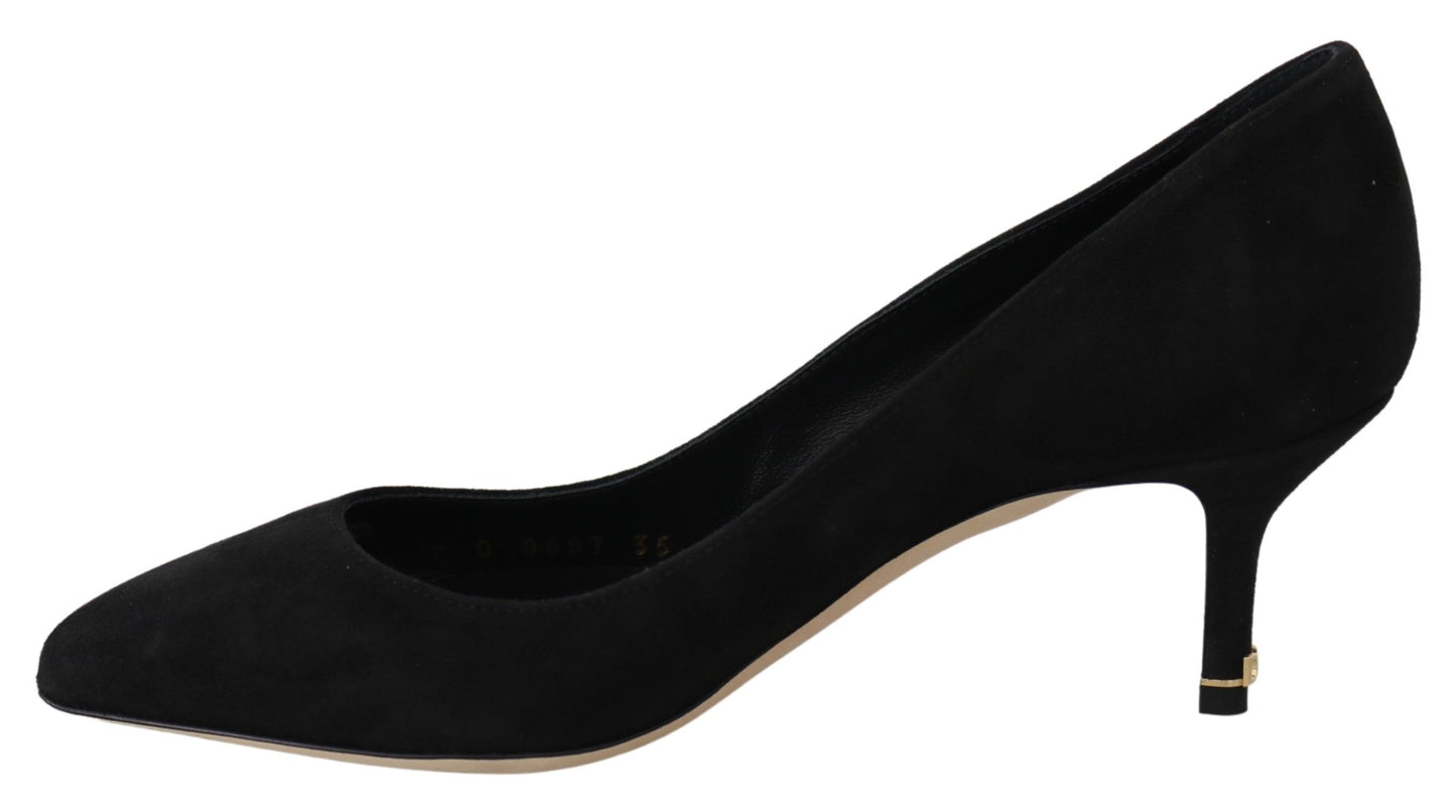 Dolce & Gabbana Elegant Black Suede Heels Pumps