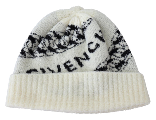 Givenchy Chic Off-White Wool Beanie with Logo Motive