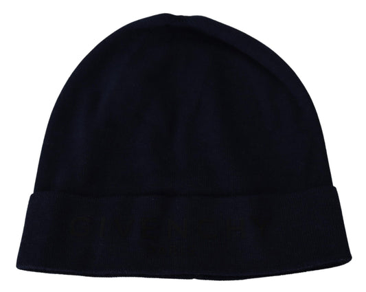 Givenchy Elegant Unisex Beanie in Blue Cotton Cashmere Blend