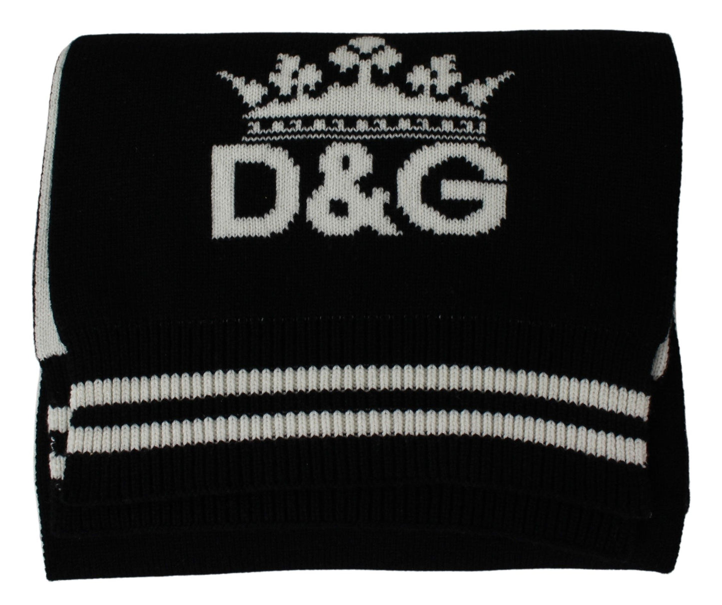 Dolce & Gabbana Chic Two-Tone Cashmere Scarf with Crown Motif