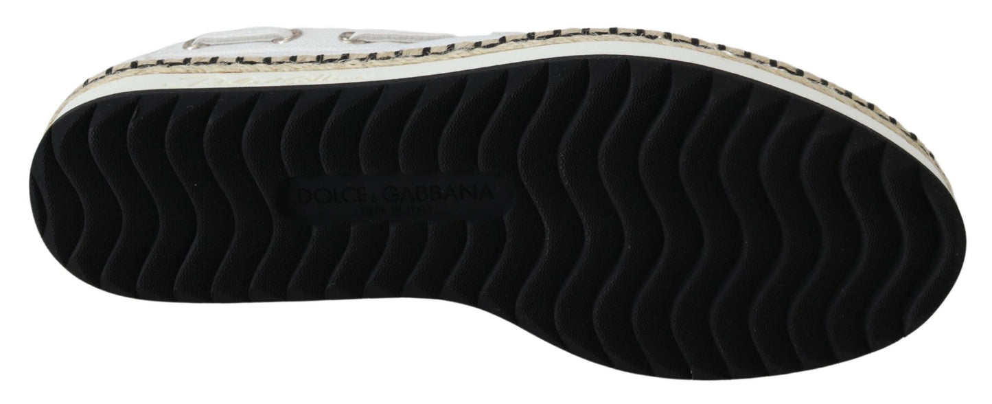 Dolce & Gabbana Elegant White Canvas Leather Loafers