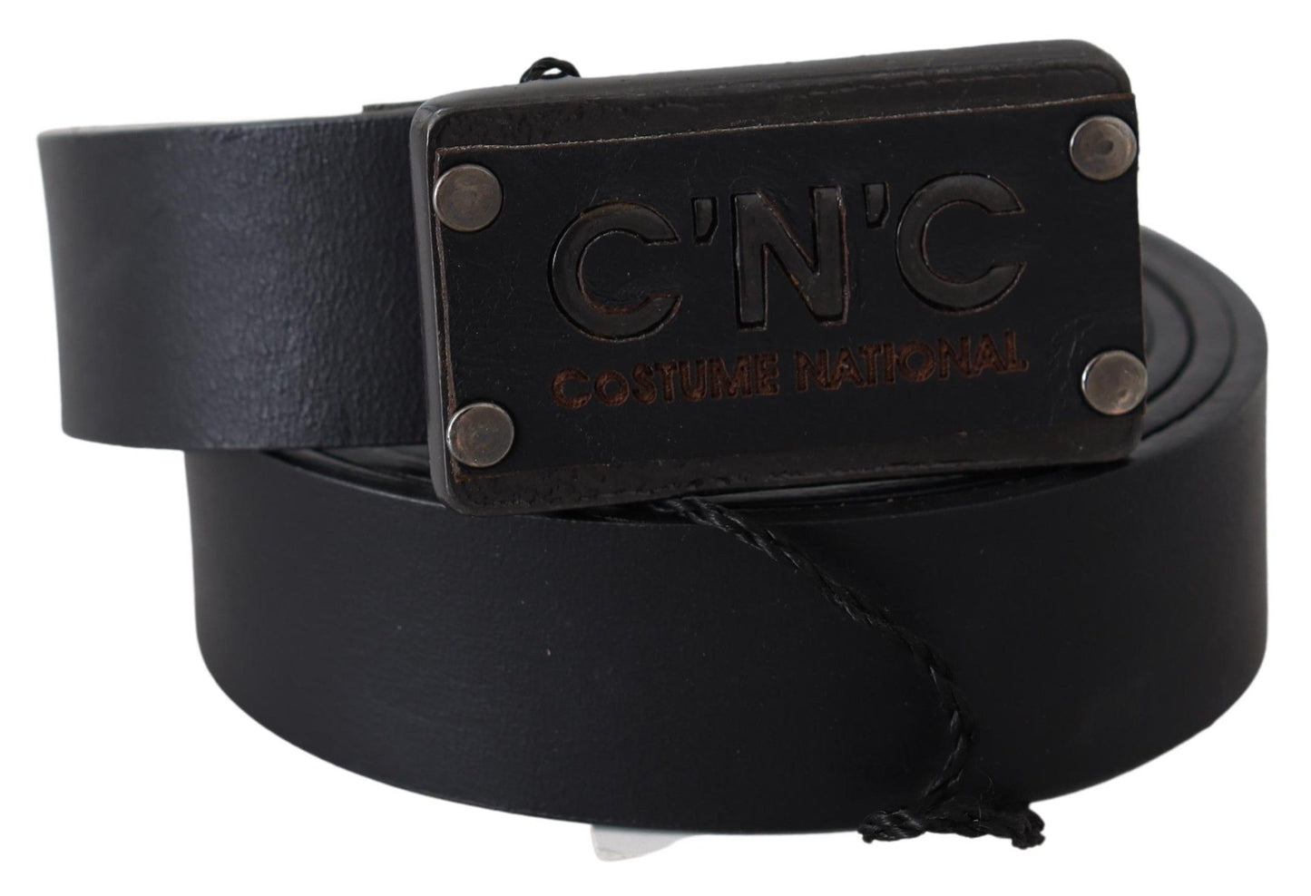 Costume National Elegant Black Leather Waist Belt with Rustic Buckle