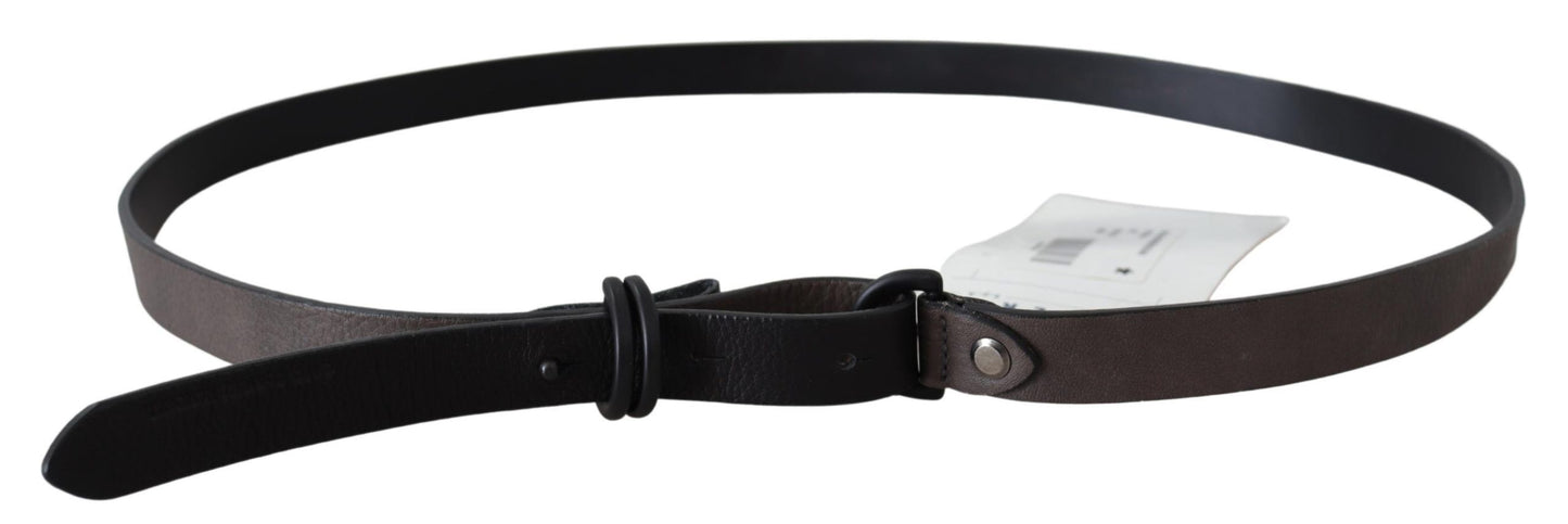 Costume National Elegant Brown Leather Waist Belt with Buckle