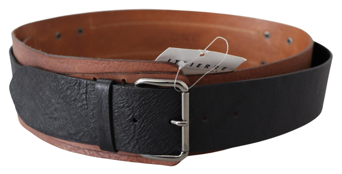 Costume National Elegant Leather Fashion Belt in Brown Black