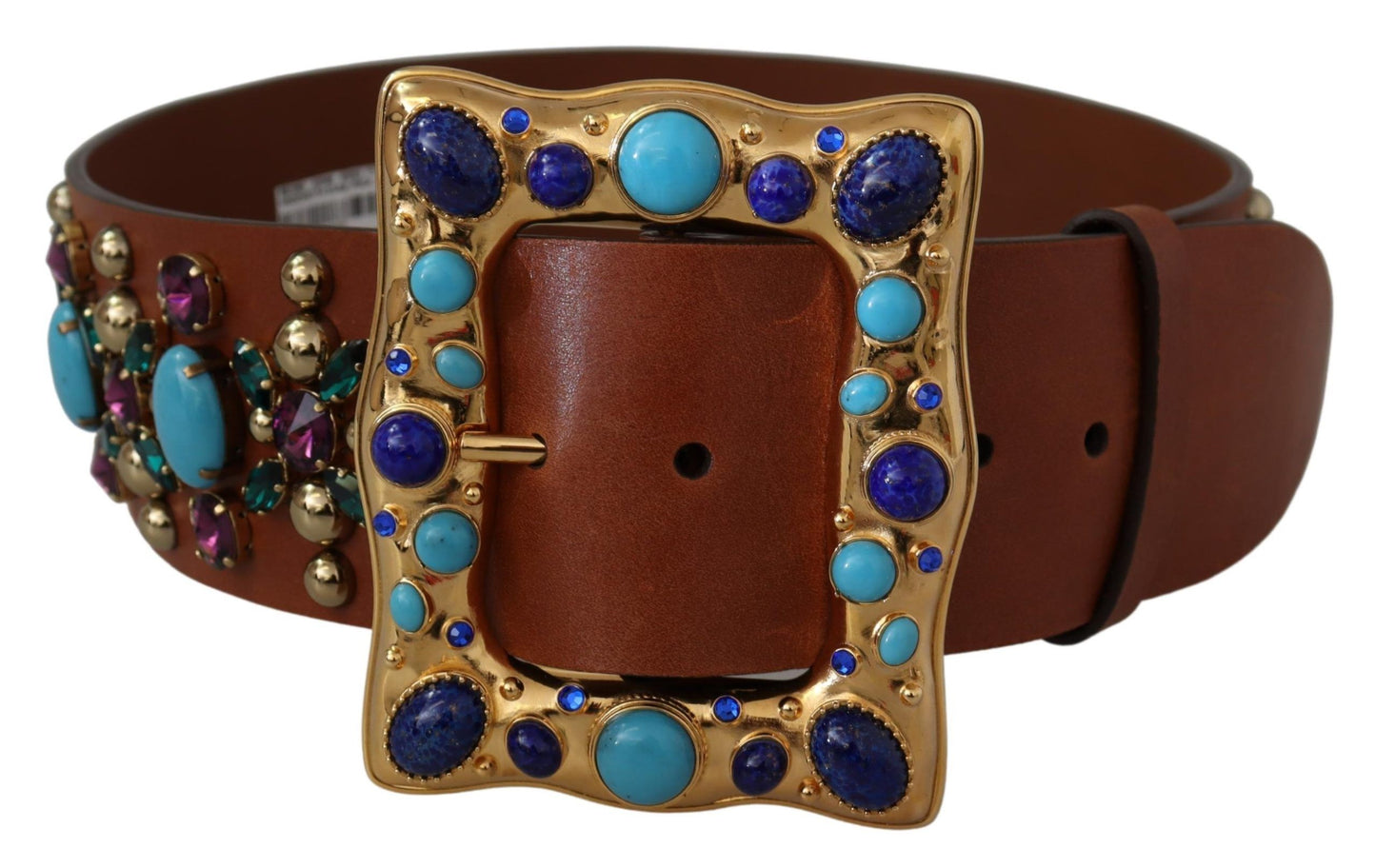 Dolce & Gabbana Elegant Studded Leather Belt with Gold Accents