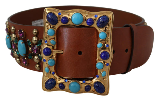 Dolce & Gabbana Elegant Studded Leather Belt with Gold Accents