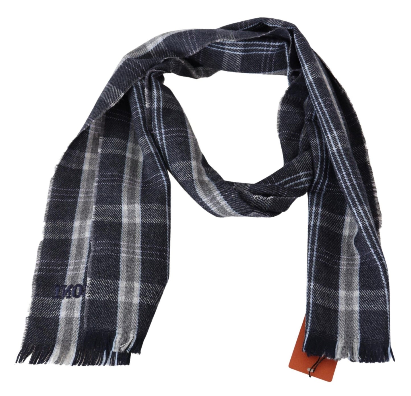 Missoni Plush Cashmere Plaid Scarf with Logo Embroidery