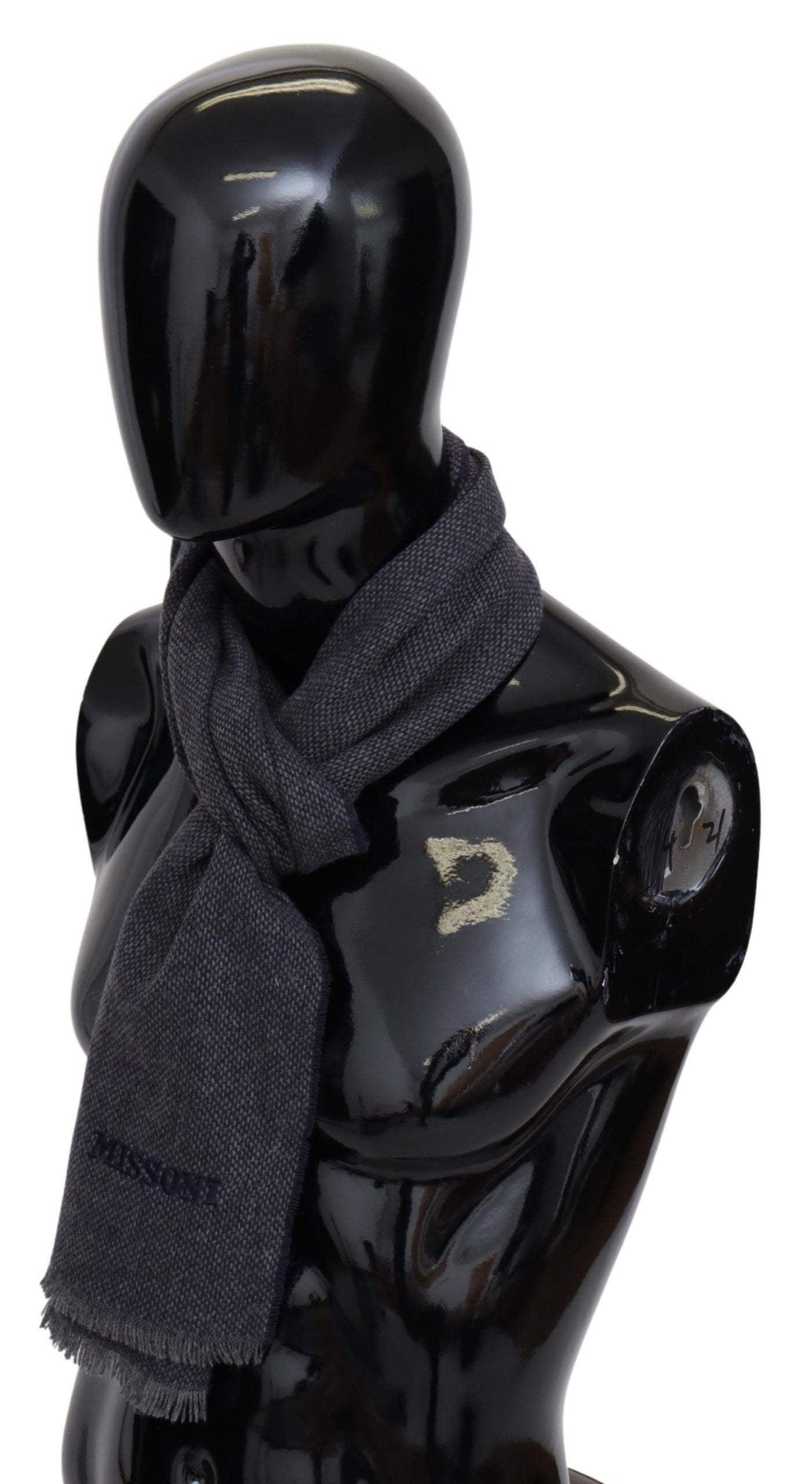 Missoni Elegant Black Wool Scarf with Logo Embroidery