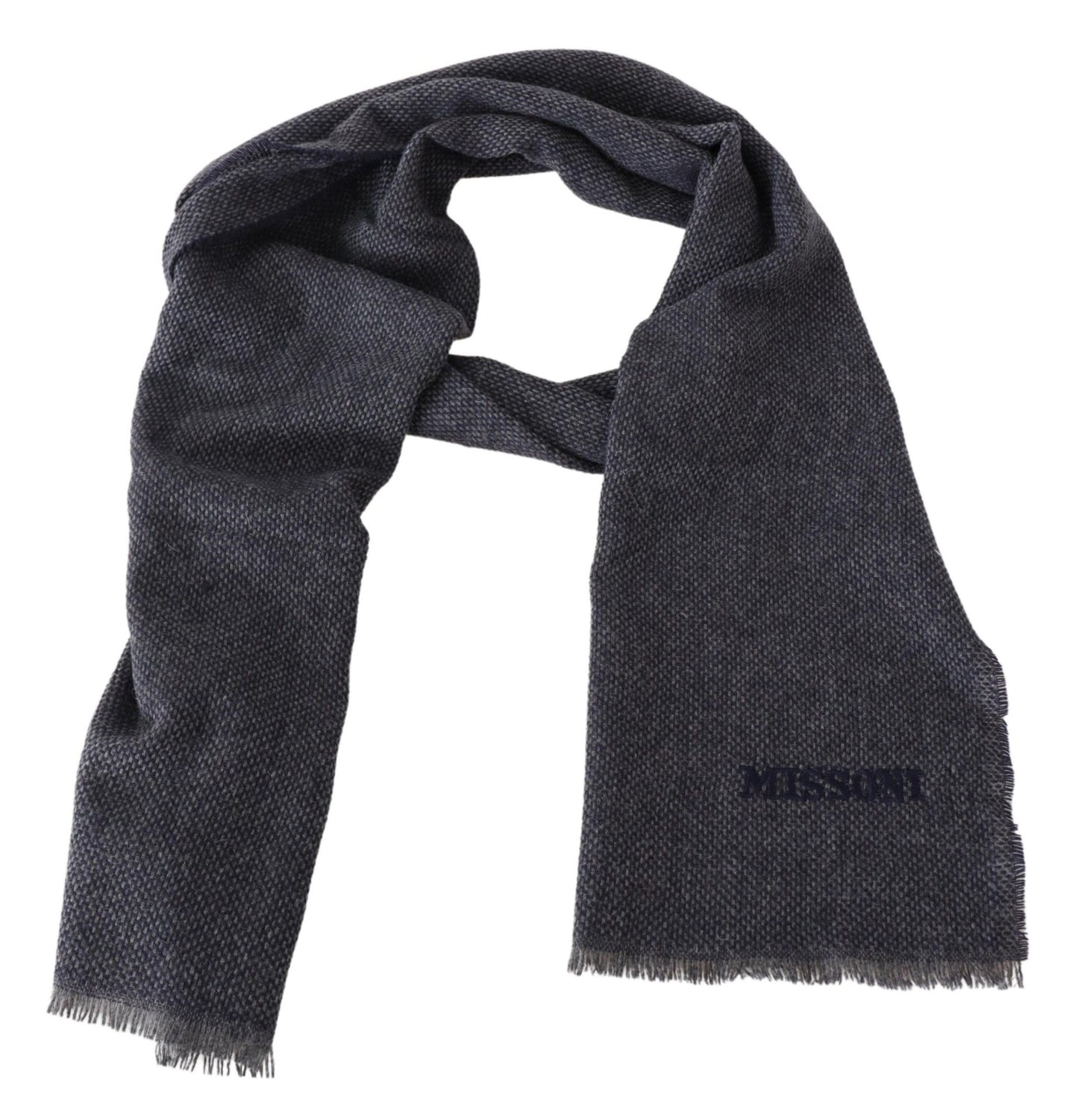 Missoni Elegant Black Wool Scarf with Logo Embroidery