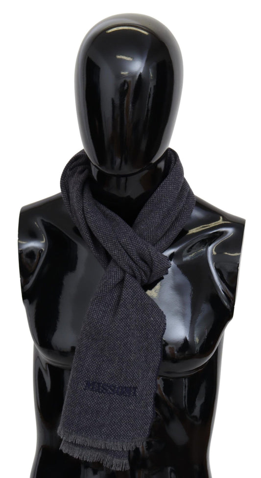 Missoni Elegant Black Wool Scarf with Logo Embroidery