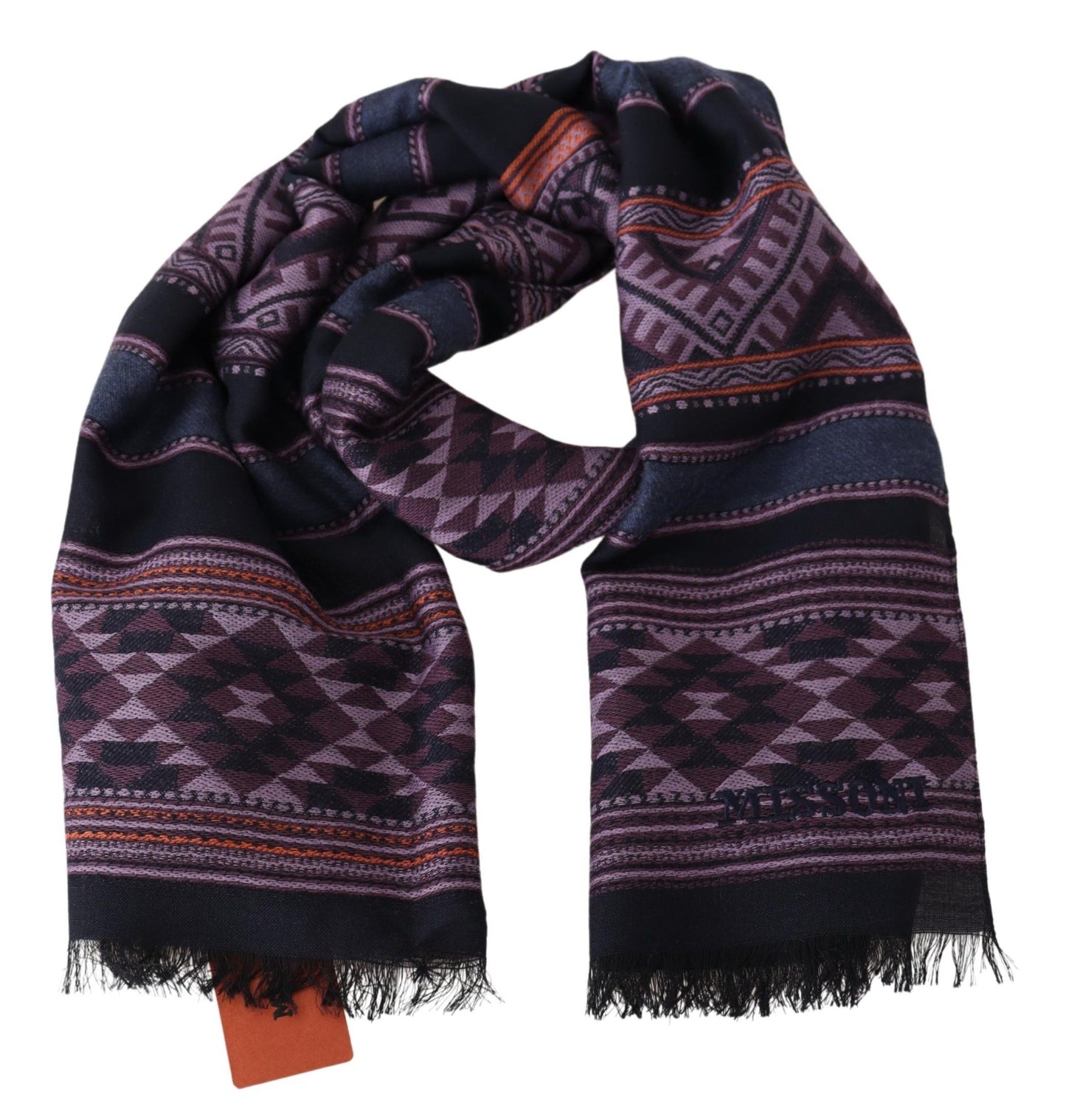 Missoni Geometric Wool Scarf with Fringes