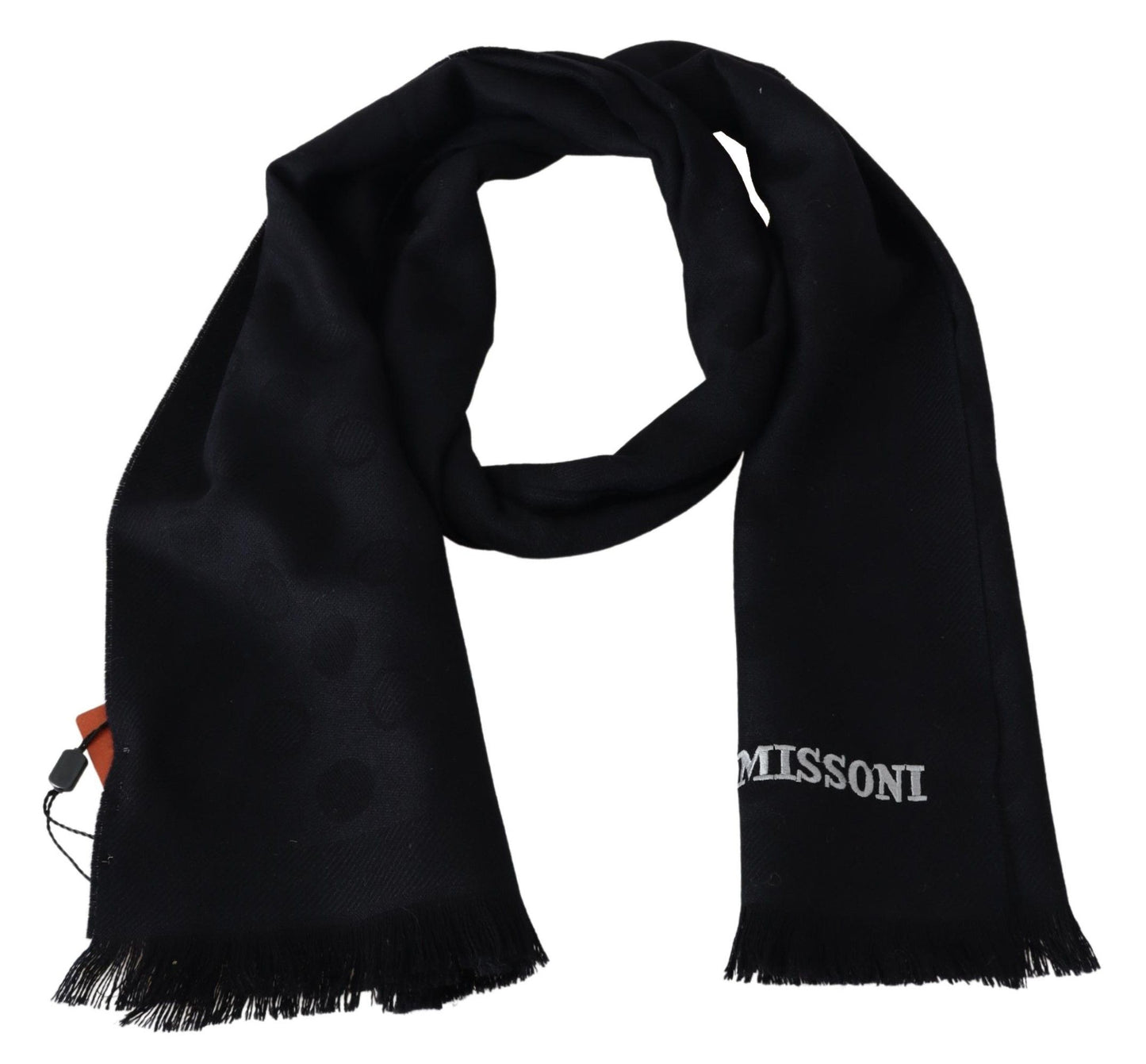 Missoni Elegant Black Wool Scarf with Logo Embroidery