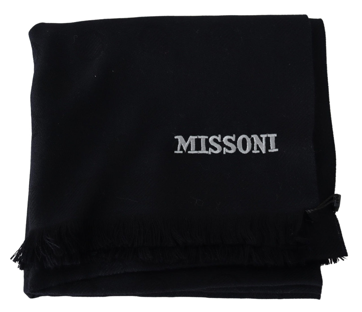 Missoni Elegant Black Wool Scarf with Logo Embroidery