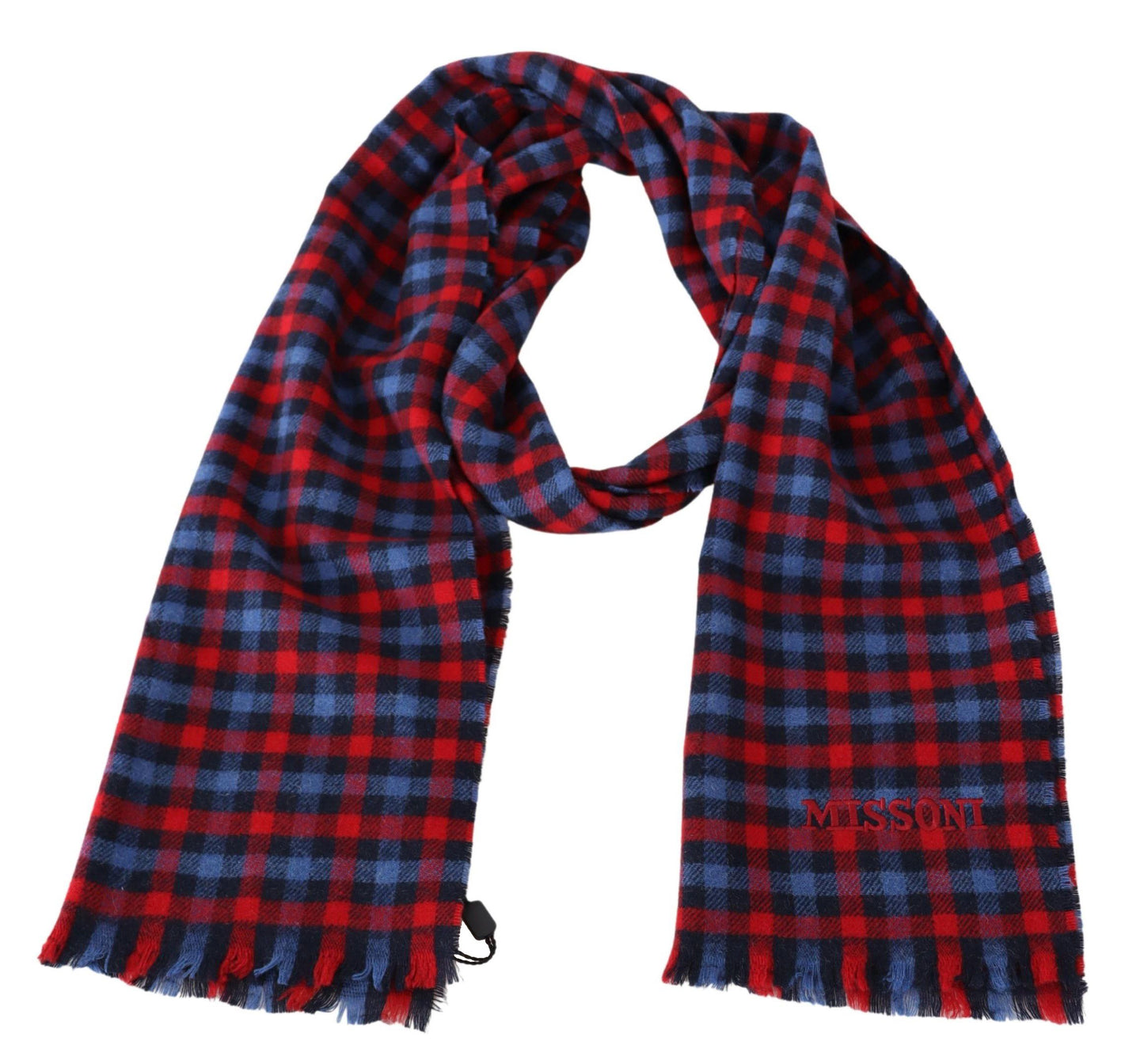 Missoni Elegant Checkered Wool Scarf with Fringes