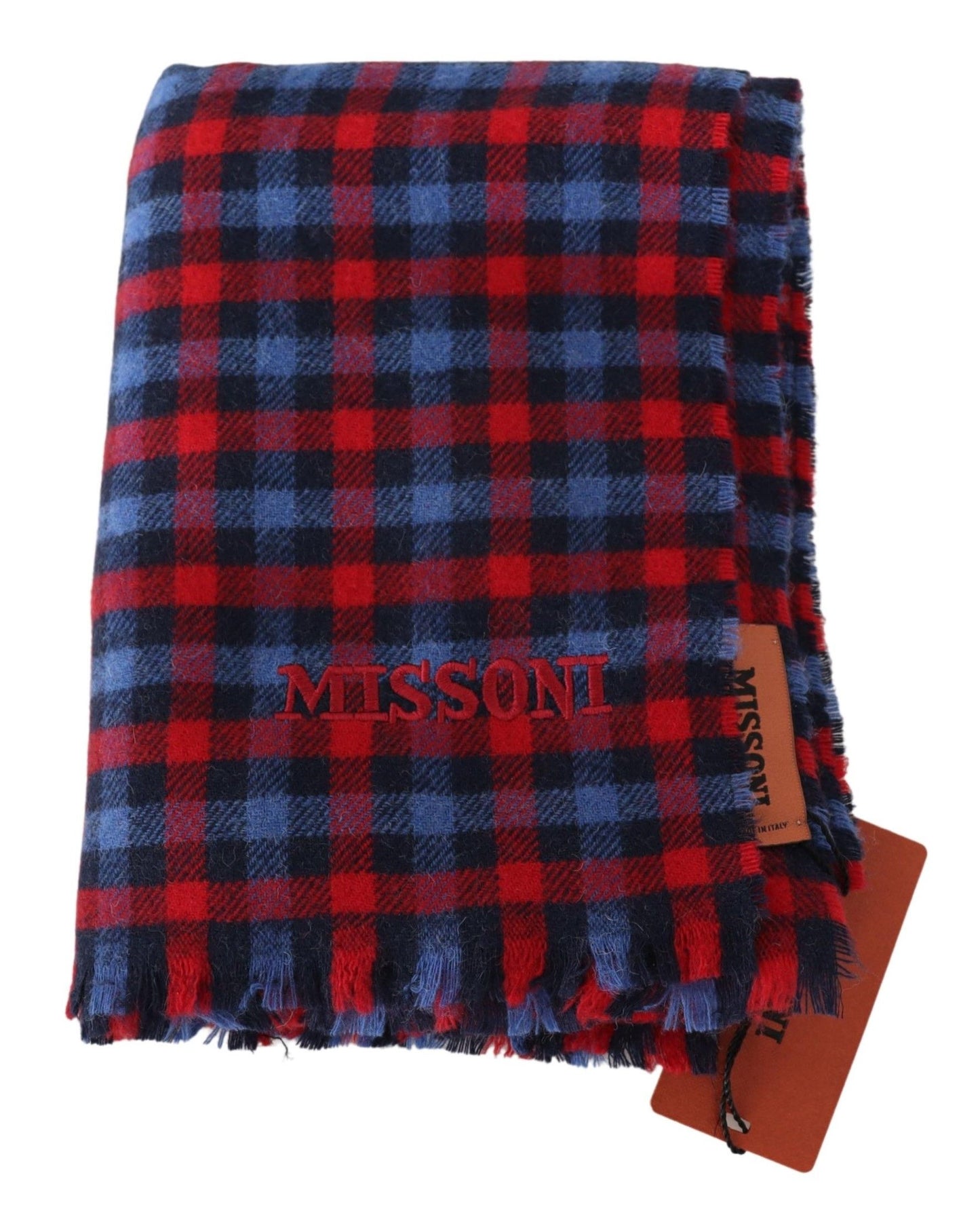 Missoni Elegant Checkered Wool Scarf with Fringes