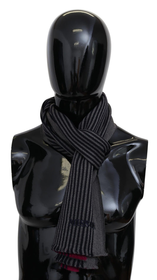 Missoni Elegant Striped Wool Scarf in Black and Gray