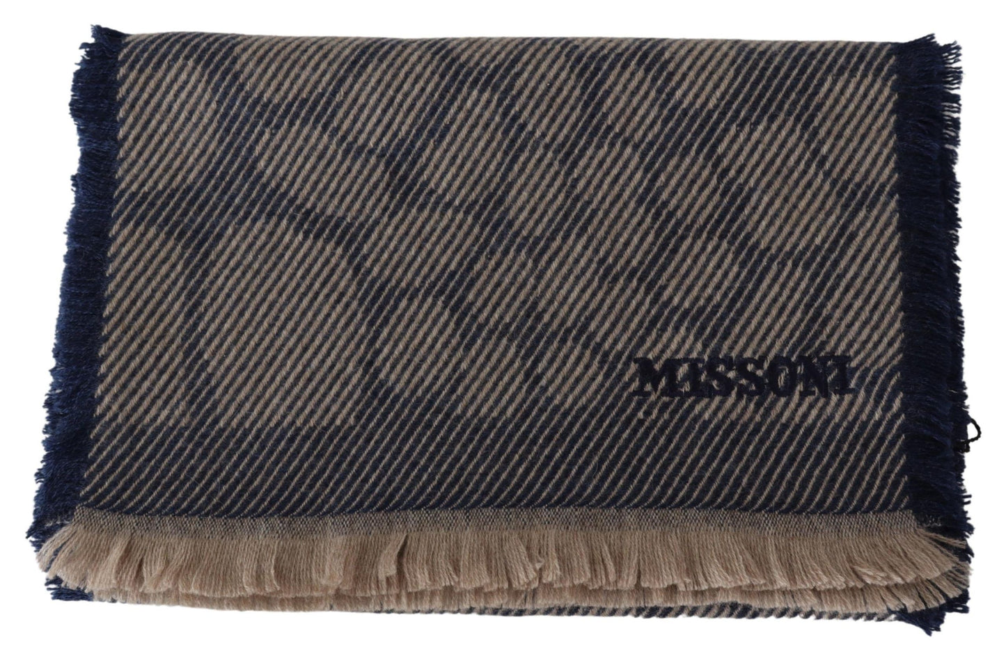 Missoni Cashmere Patterned Scarf with Logo Embroidery