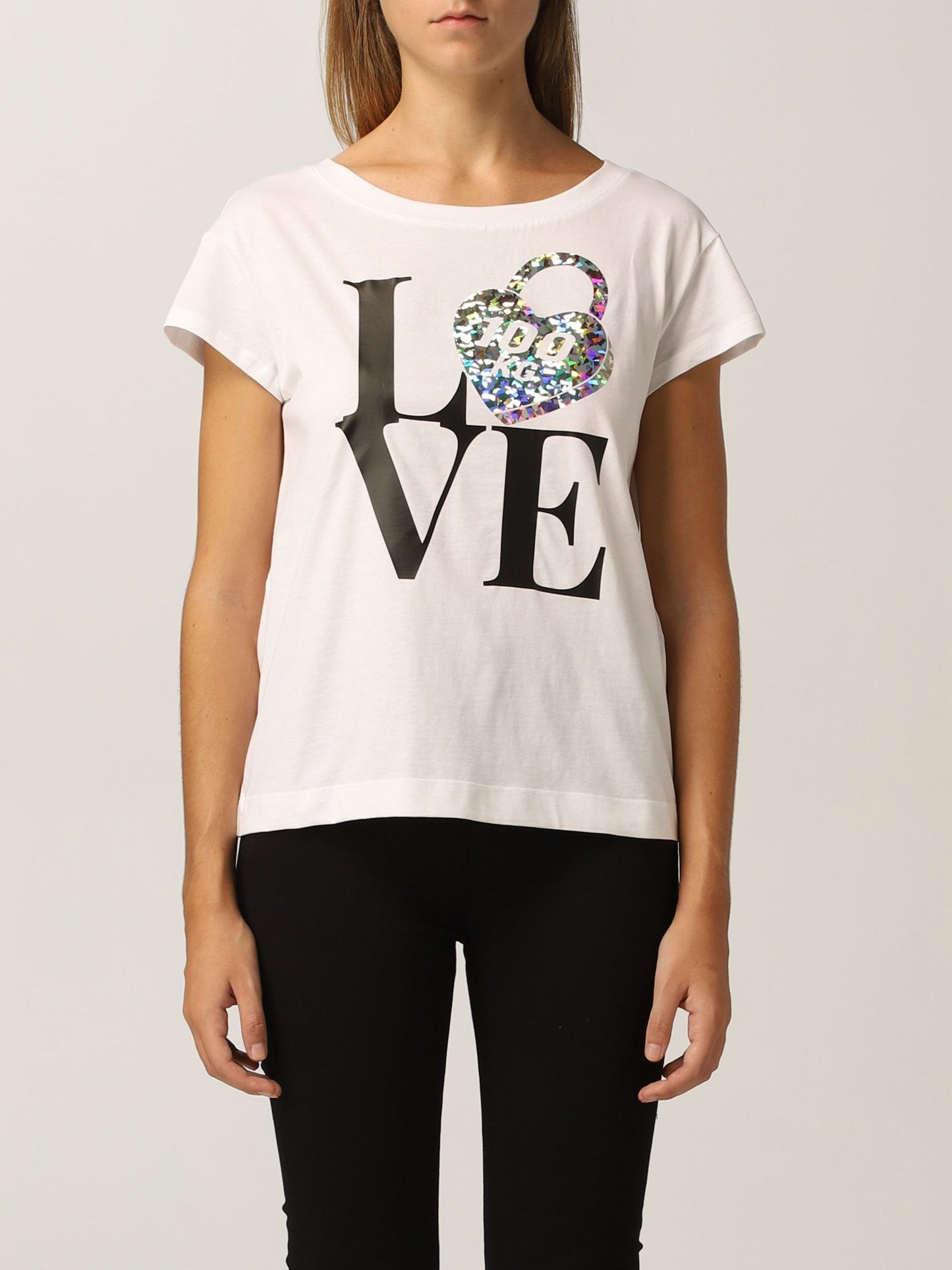 Love Moschino Chic Minimal Logo Cotton Tee