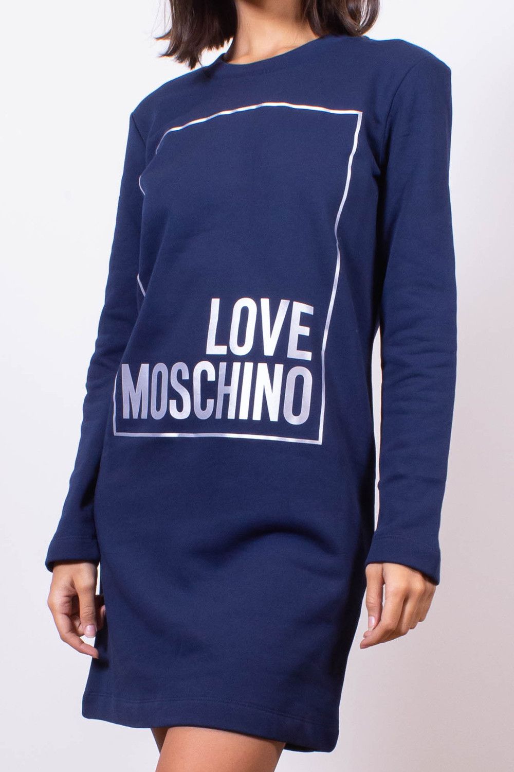 Love Moschino Blue Cotton Women Sweatshirt Dress