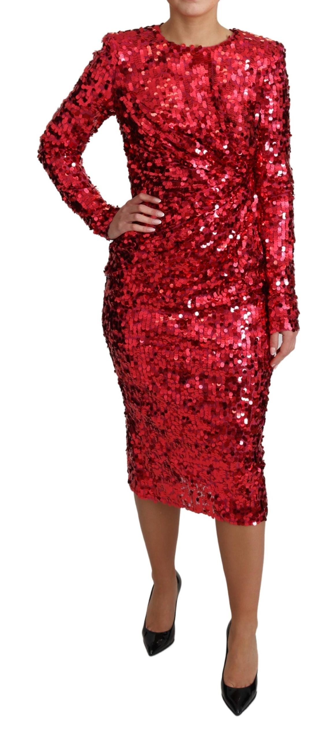 Dolce & Gabbana Radiant Red Sequined Sheath Dress