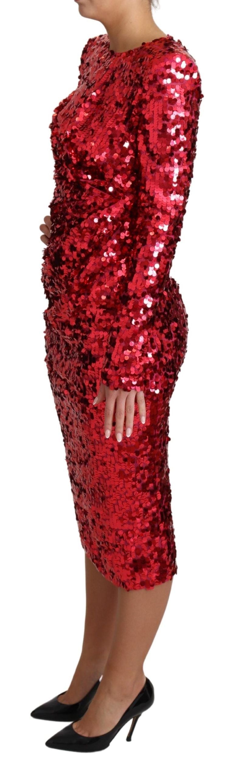 Dolce & Gabbana Radiant Red Sequined Sheath Dress