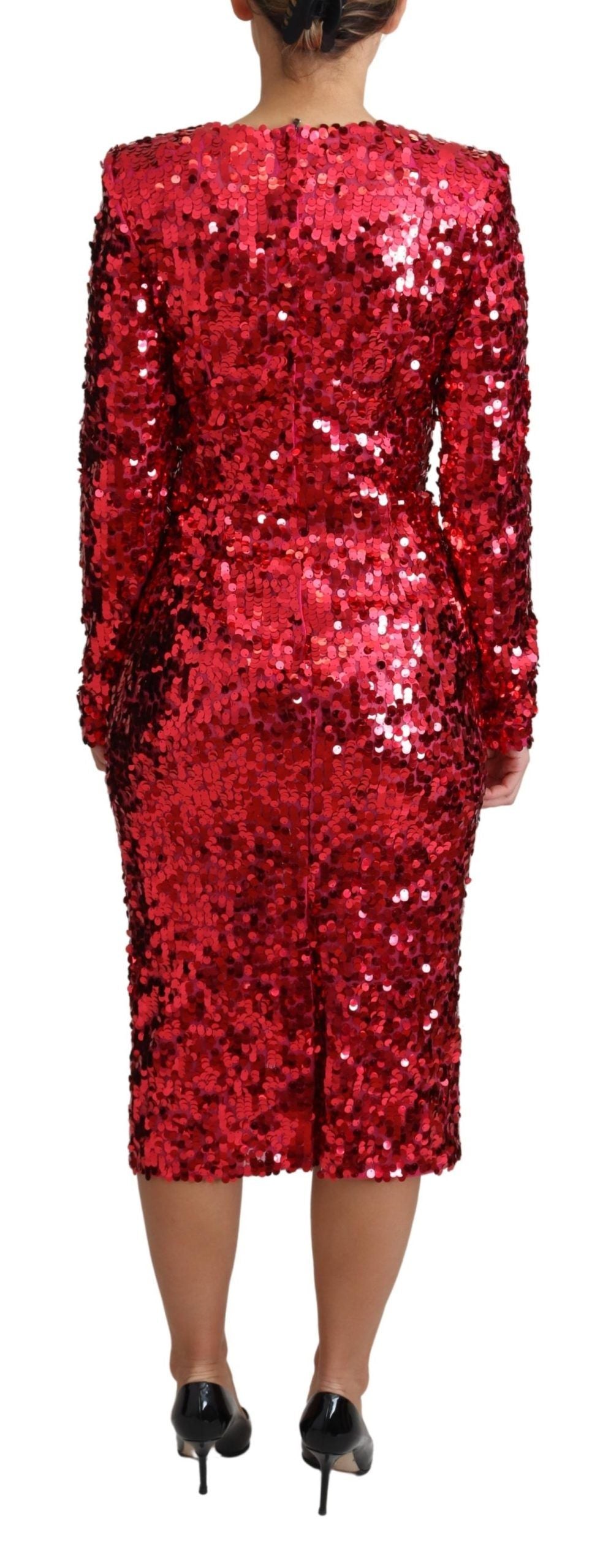 Dolce & Gabbana Radiant Red Sequined Sheath Dress