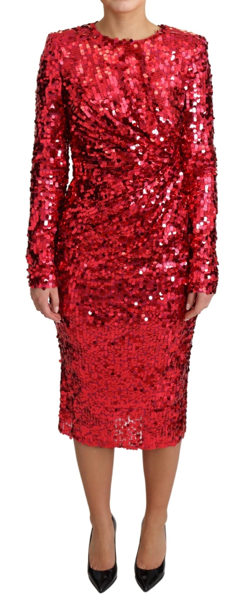 Dolce & Gabbana Radiant Red Sequined Sheath Dress