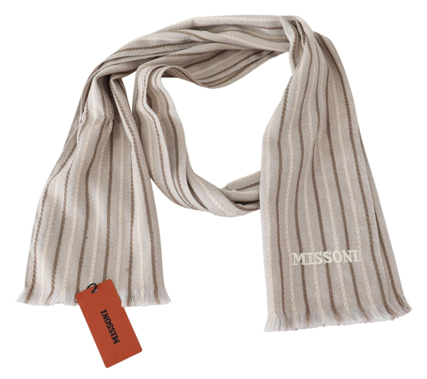 Missoni Elegant Striped Wool Scarf with Fringes