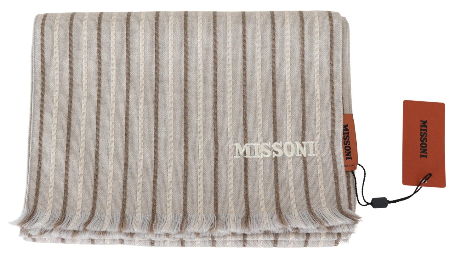 Missoni Elegant Striped Wool Scarf with Fringes