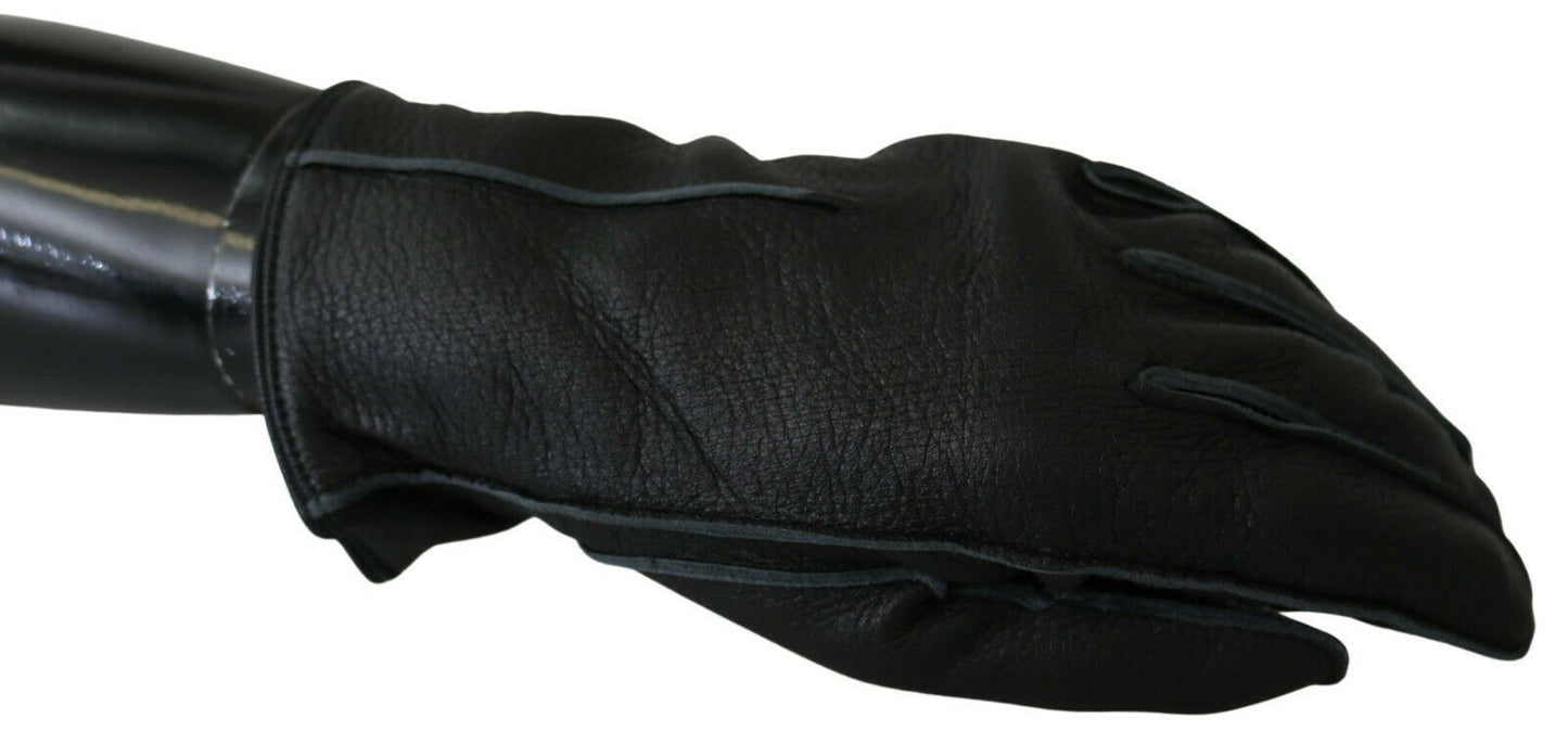 Dolce & Gabbana Elegant Black Leather Biker Gloves