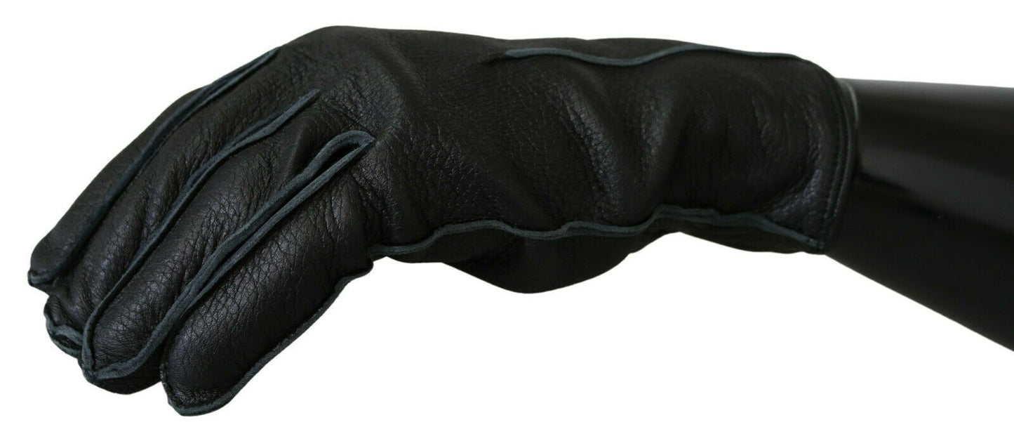 Dolce & Gabbana Elegant Black Leather Biker Gloves