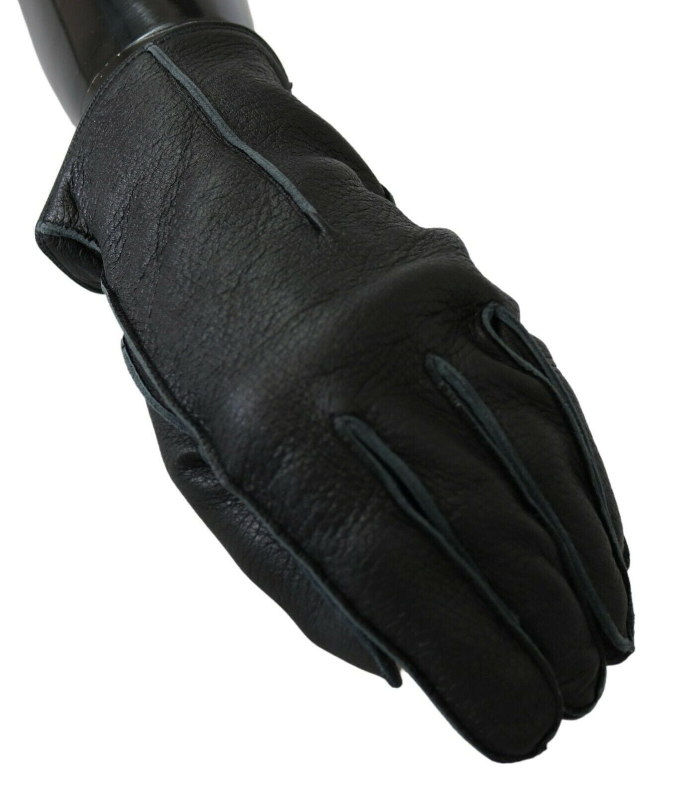 Dolce & Gabbana Elegant Black Leather Biker Gloves