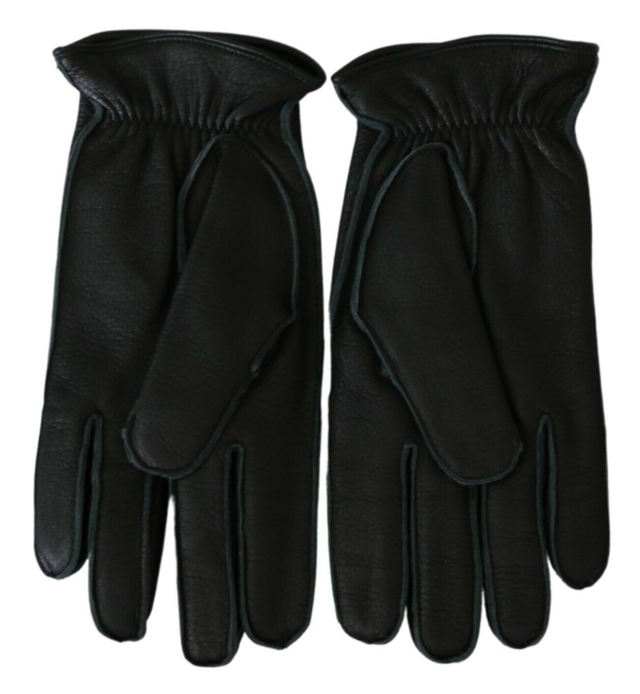 Dolce & Gabbana Elegant Black Leather Biker Gloves