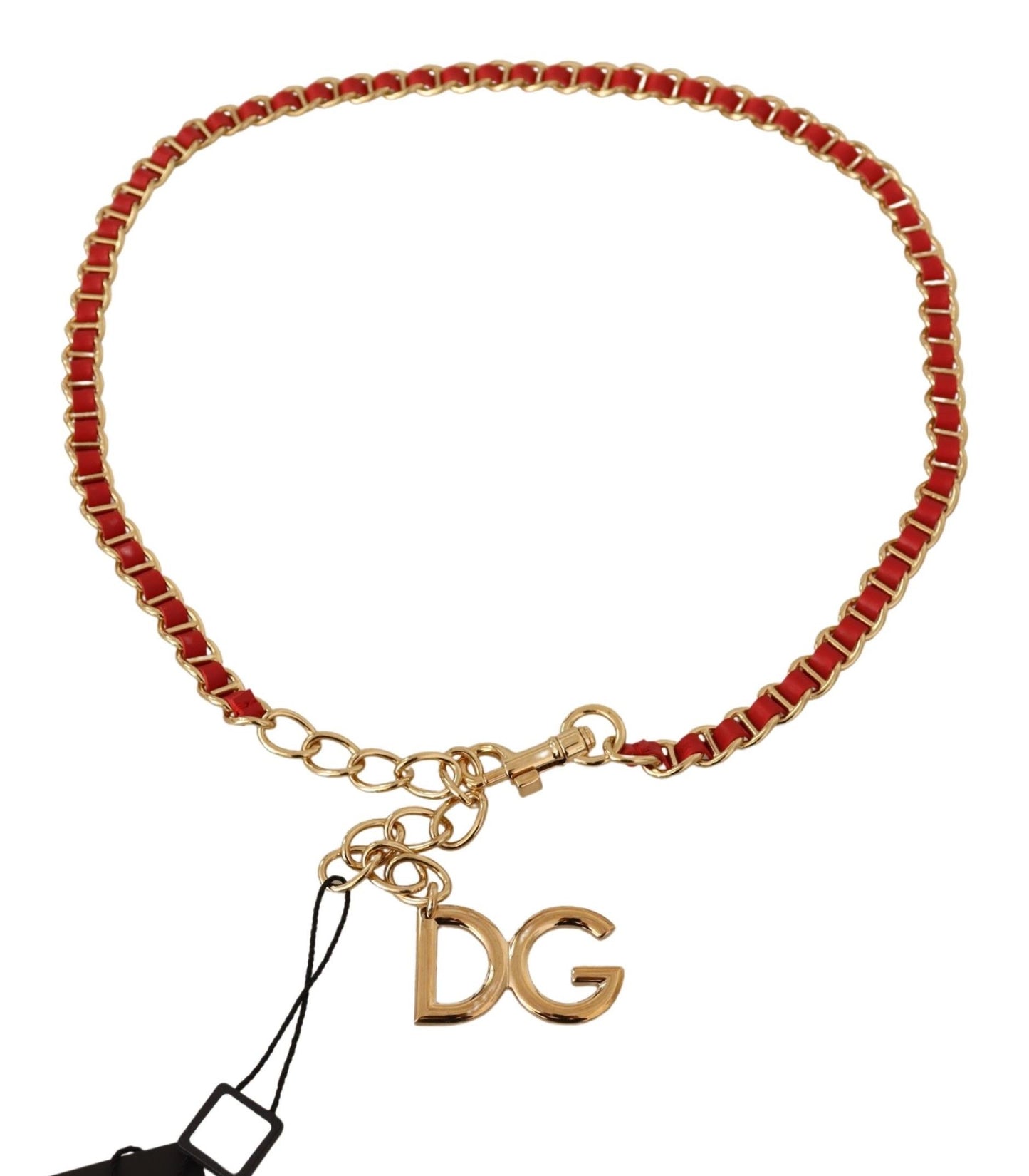 Dolce & Gabbana Elegant Red Leather Belt with Gold Tone DG Logo