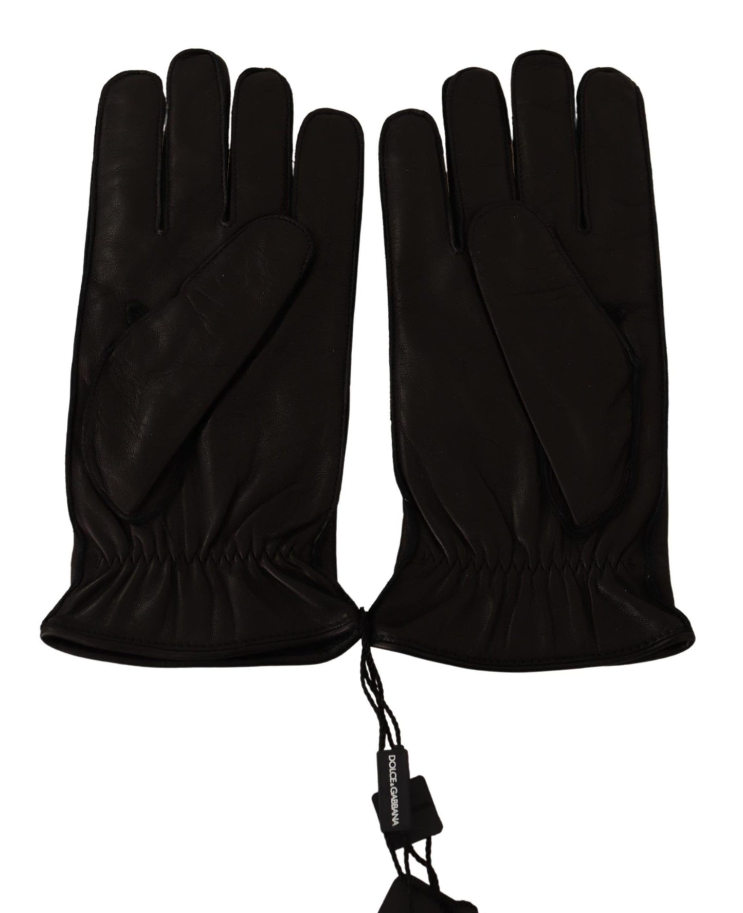 Dolce & Gabbana Elegant Black Leather Winter Gloves