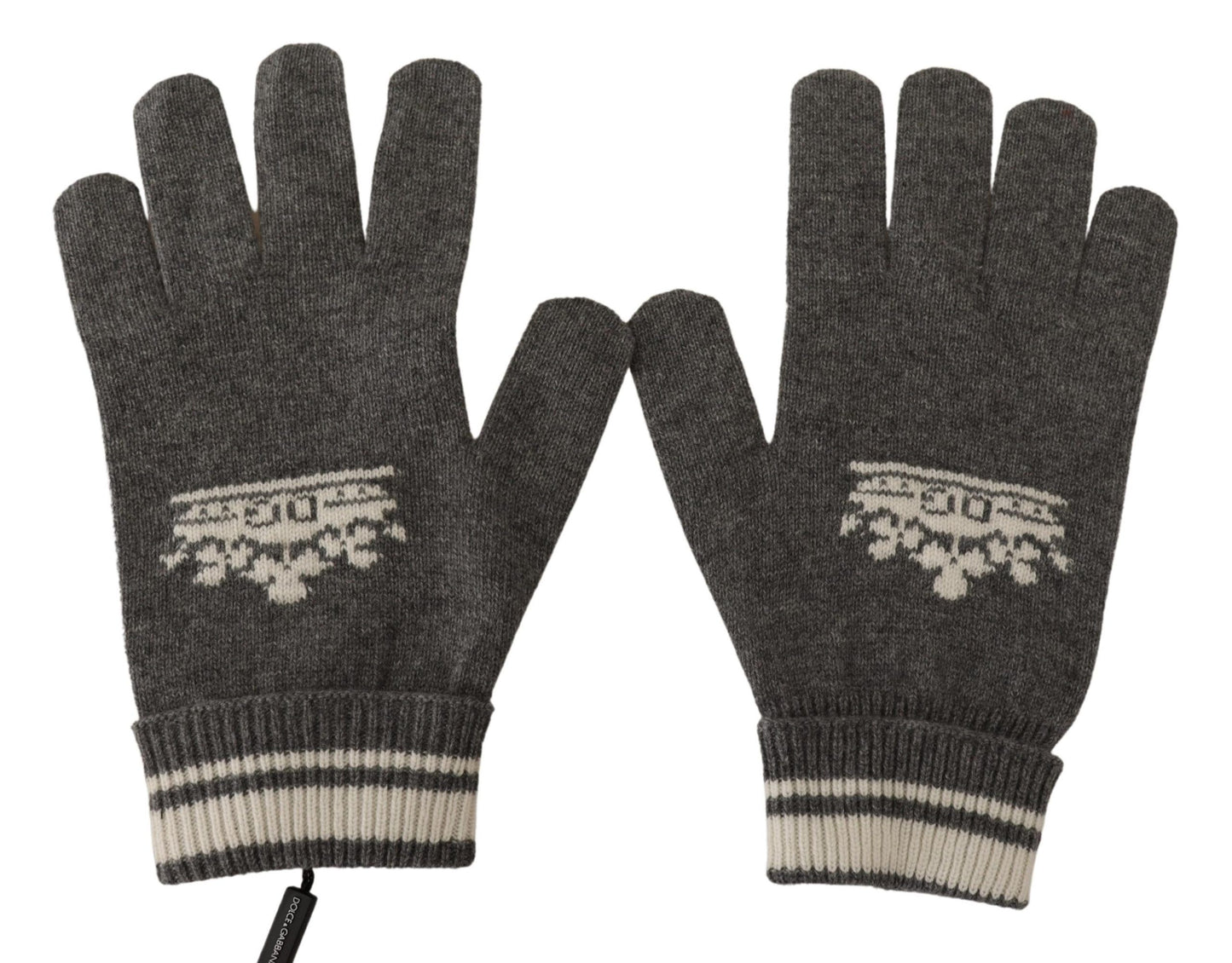 Dolce & Gabbana Elegant Cashmere Gloves with Crown Motifs