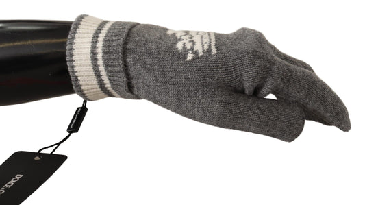 Dolce & Gabbana Elegant Cashmere Gloves with Crown Motifs