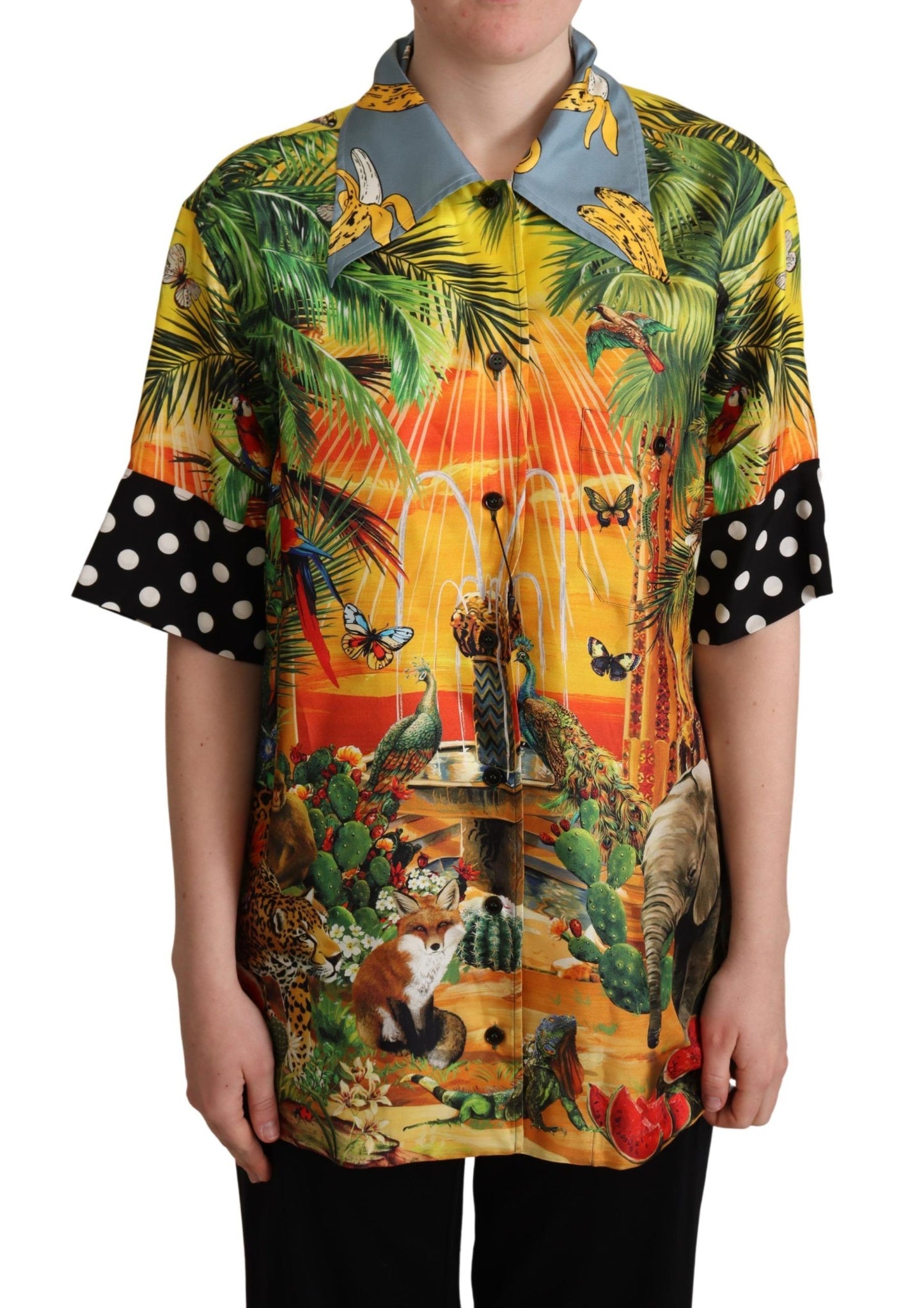 Dolce & Gabbana Tropical Silk Oversized Short-Sleeved Shirt